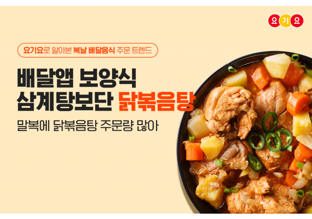요기요, 복날 배달음식 주문 트렌드 공개…“배달앱 보양식 삼계탕보단 닭볶음탕”